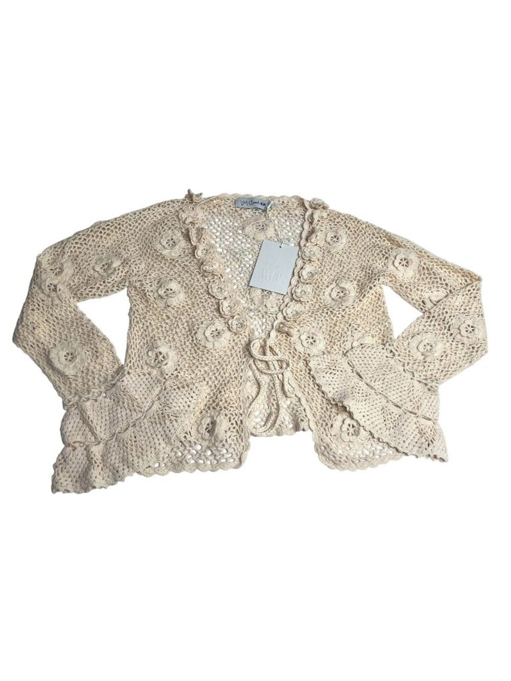 West Channel Rd Crochet Fleur Cardigan in Ivory